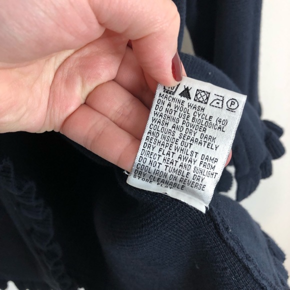 BODEN Thick Navy 100% Cotton Ruffle Jacket size 12 - Picture 10 of 12